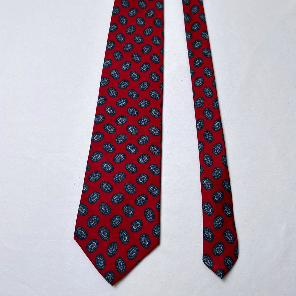Bert Pulitzer Mens Vintage Silk Medallion Paisley Necktie OS Red Blue Formal